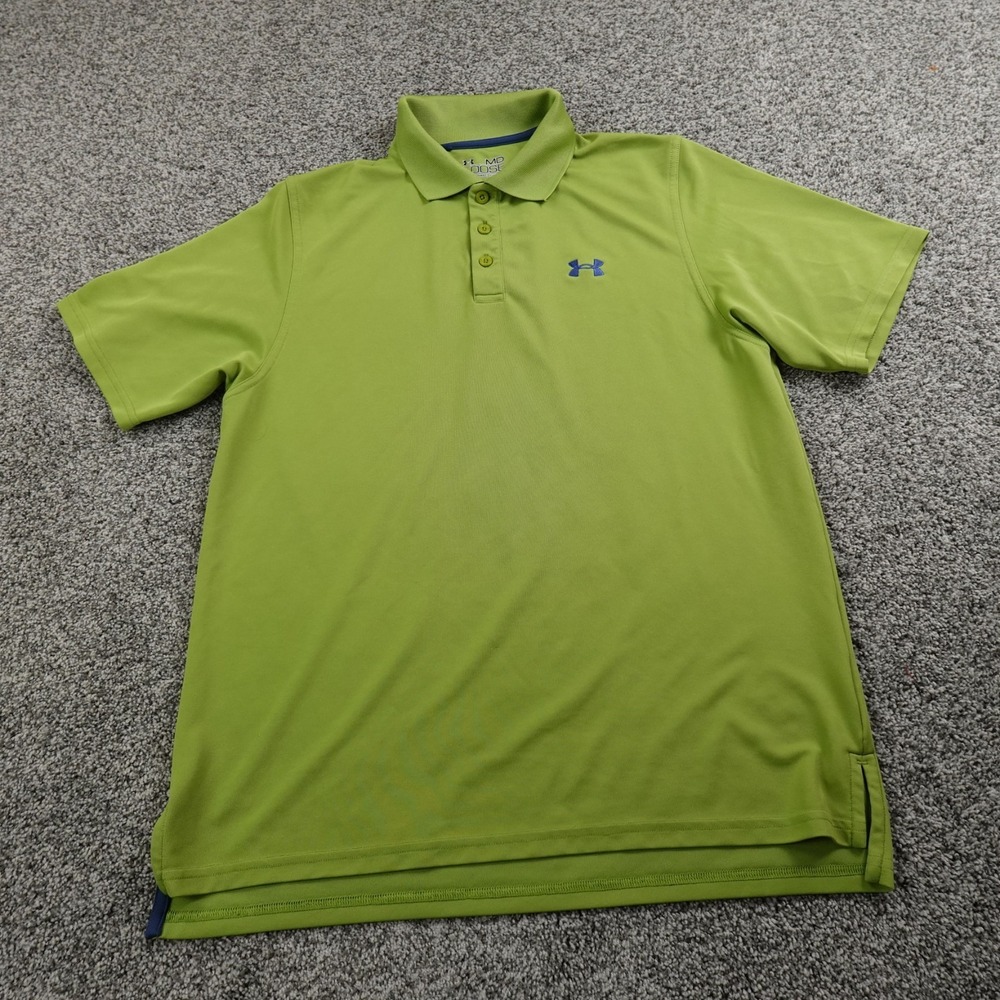 Under Armour Polo Shirt Mens M Green Loose HeatGear Performance Athletic Golf